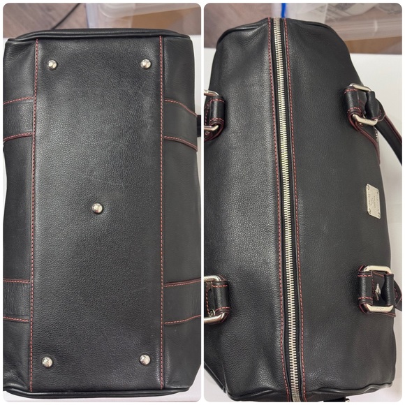 MCM Boston bag with Strap and COA Black leather red stitching - Picture 9 of 17